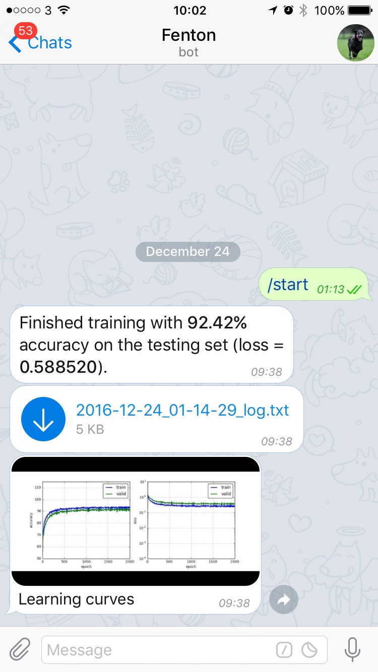 Training report in your chat.